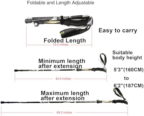 Aluminum Collapsible Ultralight Travel Trekking Hiking Pole for Men and Women - Image 3