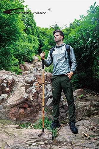 Trekking Poles- 1-pc Pack - Adjustable Hiking or Walking Stick –Strong, Natural Beech Wood - Quick Adjust Flip-Lock - Beech Wood Grip, Leather Strap - Image 6